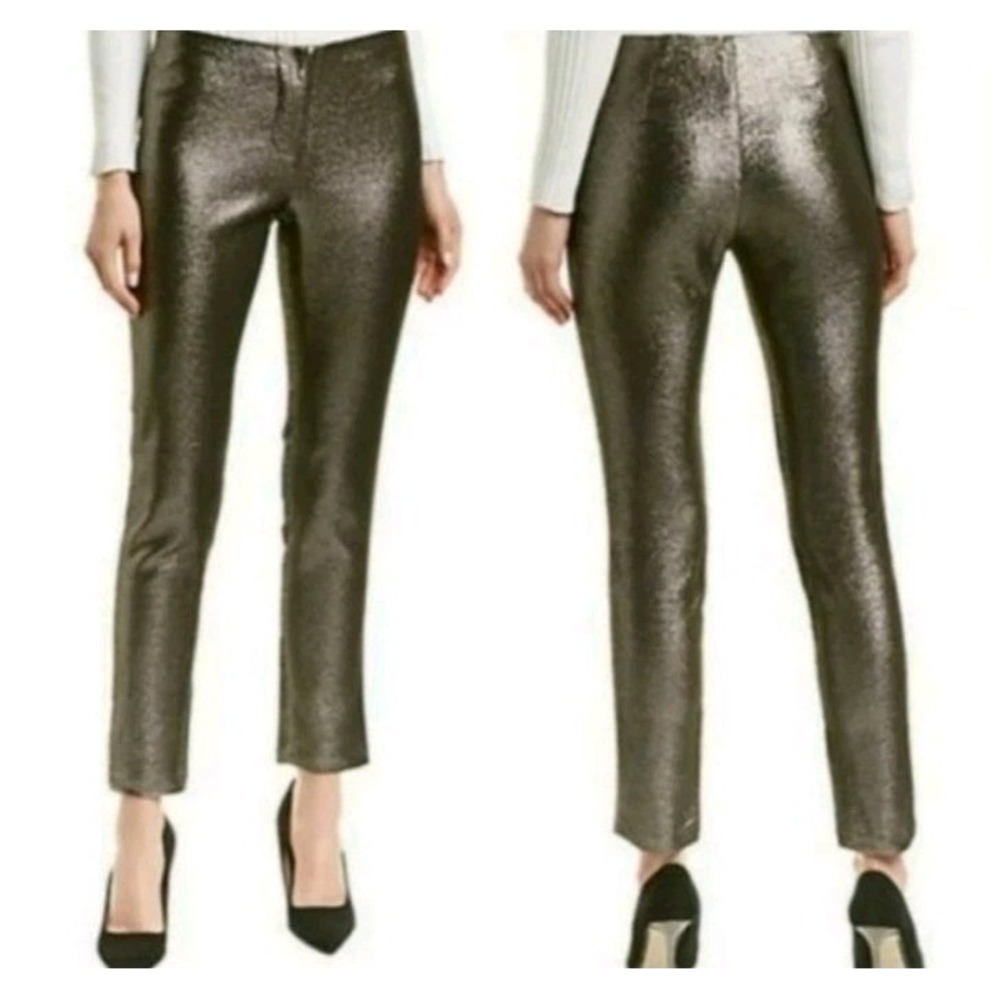 J. Mclaughlin Silver Metallic Glitter Stretchy Joie Skinny Pants Size 6